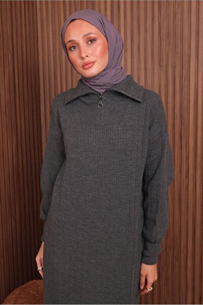 TRENDTESETTÜR Women's Gray (Anthracite) Knitwear Dress t 6407