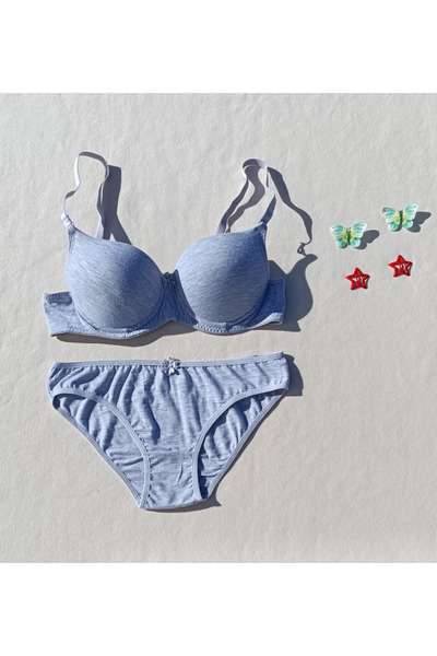 siyalife Hollow Covered Underwire Unpadded Bra and Panty Underwear Set (Hollow)