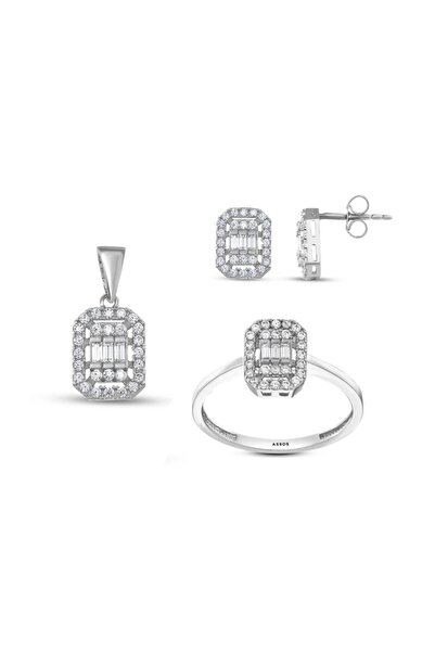 Assos Pırlanta Baget Taşlı Altın Set - 14K