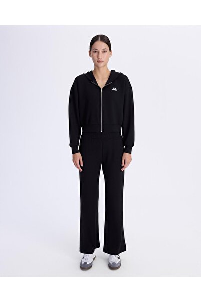 Kappa Belen Kadın Siyah Comfort Fit Fermuarlı Eşofman Üstü