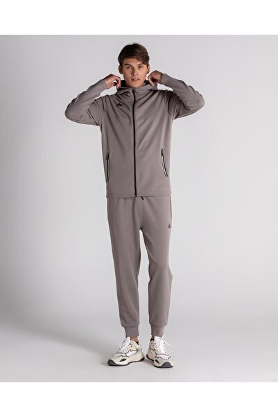 Kappa Koradi Erkek Gri Melanj Regular Fit Fermuarlı Eşofman Üstü