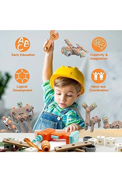 Yelajoy 144PCS Kids Tool Set with Electric Drill Toddler Tool Set,Pretend Play Construction Tool Kit