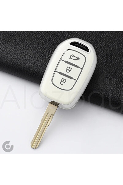Alazpay غطاء مفتاح السيارة من مادة TPU لسيارات رينو كليو وميجان وكابتور ولاغونا وداسيا داستر وسانديرو ستيبواي ولوجان (فضي BYZ)