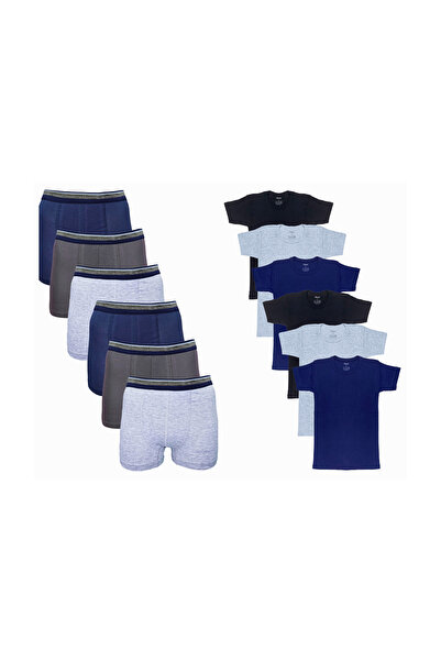 Onurel Boys' 6-Piece Ribbed Cotton Half Sleeve Undershirt and Boxer Set