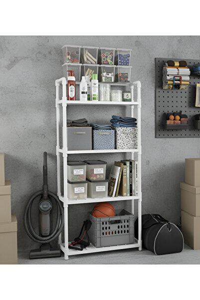 Cozy Nest 4-Tier Storage Shelf Organizer Multi Rack Stand Units with Hooks and Handle for Kitchen Bathroom