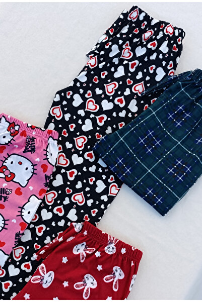 siyalife Kışlık Süet Yumuşak Dokulu 4'lü Kadın Pijama