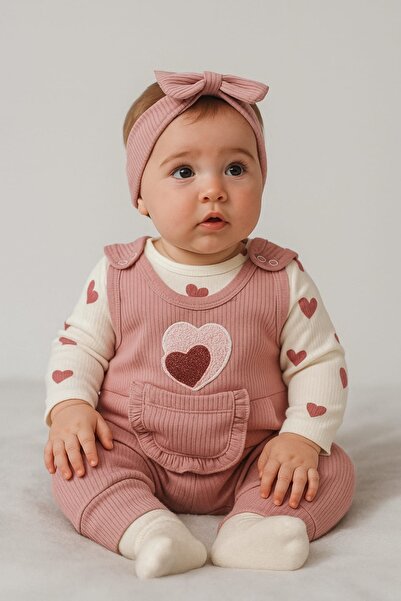 bebekyol طقم بناتي مكون من قطعتين على شكل قلب