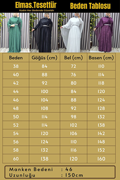 Elmas Tesettür Kadın Tesettür Büyük Beden Giyim Simli Pelerinli Abiye