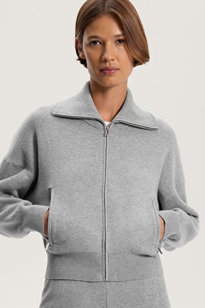 Oysho Knit jacket with high collar and pockets