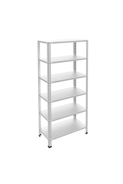 RafBurada 6 Katlı Galvaniz Çelik Raf - Depo, Arşiv, Kiler, Dosya, Market Rafı 31x75 Cm-200 Cm-0.70 Mm