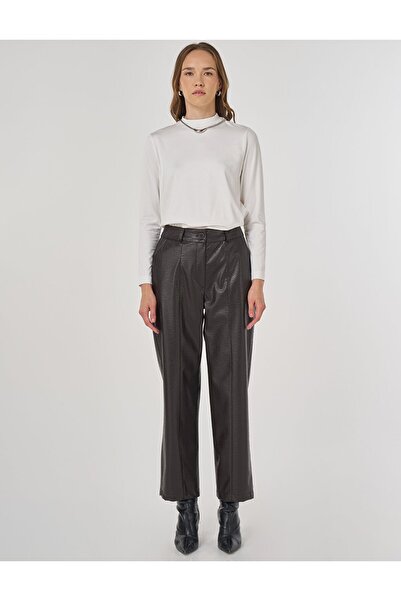 Kayra Cima stitched faux leather pants dark brown