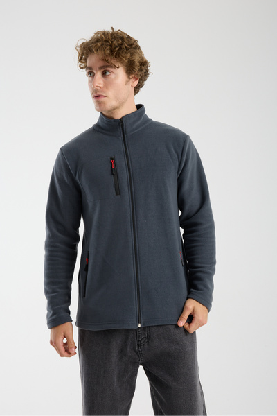 KAPHONE Unisex Polar Tam Fermuarlı 3 Cepli Polar Ceket