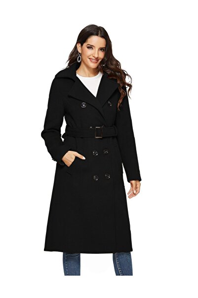 Sacrosa Aksesuarlı Kaşe Kaban Kemer Detaylı