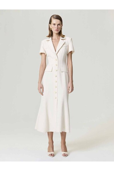 Nocturne Maxi Dress with Flower Button Accessories