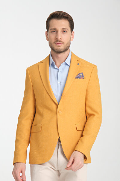 Frappoli Allegrie Чоловічий жовтий баталь великого розміру з монокомірним візерунком та вузьким кроєм