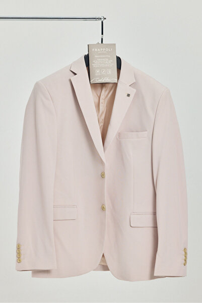 Frappoli Baselnaa Erkek Açık Gri Battal Büyük Beden Dar Kesim Astarlı Düğmeli Basic Blazer Ceket