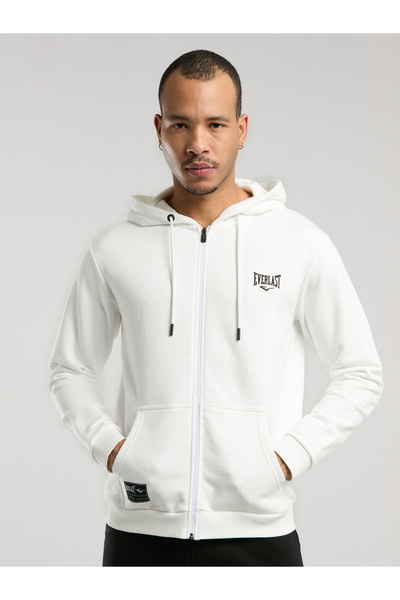 EVERLAST Ever Essentials Regular Біла чоловіча куртка з капюшоном та повною застібкою-блискавкою