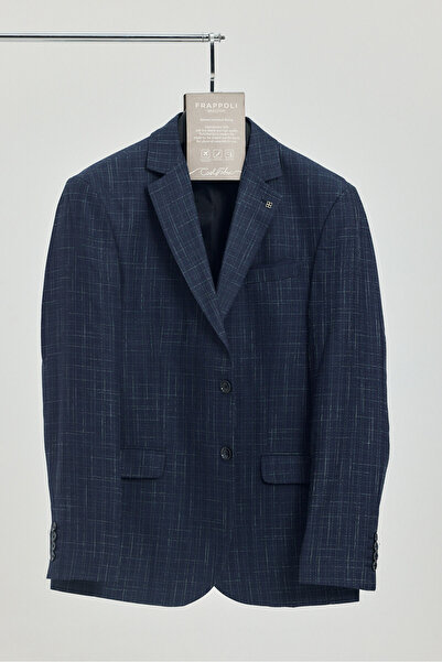 Frappoli Acario Men's Dark Navy Mono Collar Slim Fit Blazer Jacket (Large Size - Oversized)