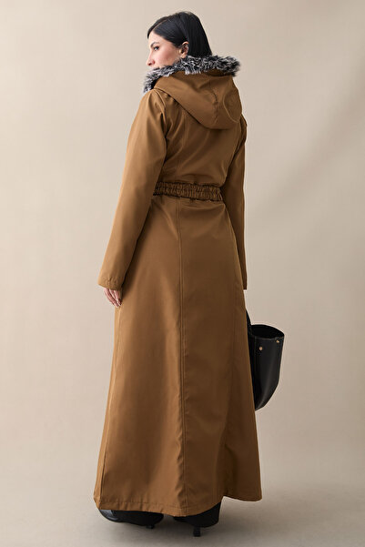 InStyle Florie Belted Pocketed Long Coat - Tan