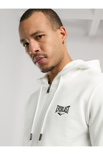 EVERLAST Ever Essentials Regular Біла чоловіча куртка з капюшоном та повною застібкою-блискавкою