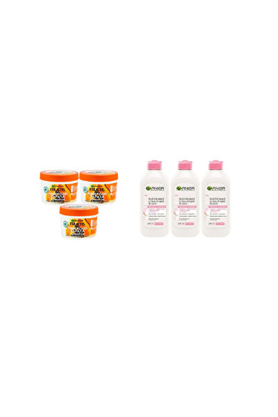 Garnier Set Ingrijire Personala 6 x Componente, 3 x Masca Par 390ml Papaya, 3 x Apa Micelara 400ml