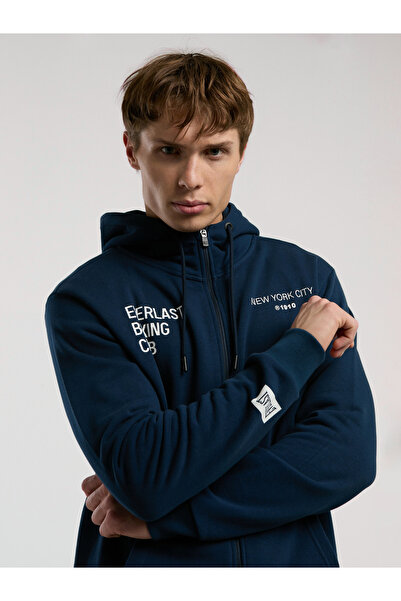 EVERLAST Ανδρικό φούτερ με κουκούλα με φερμουάρ Boxing Club Regular Navy Blue