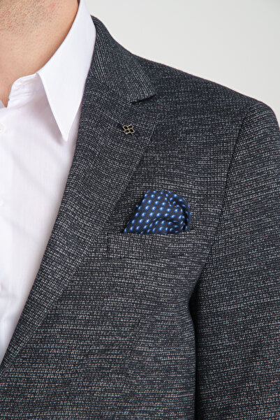 Frappoli Ανδρικό σακάκι Navy Blue Laimame - Oversize, ελαστικό βαμβακερό μπουφάν Lycra με κανονική εφαρμογή