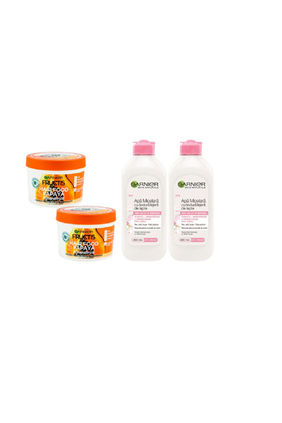 Garnier Personal Care Set 4 x Components, 2 x Hair Mask 390ml Papaya, 2 x Micellar Water 400ml