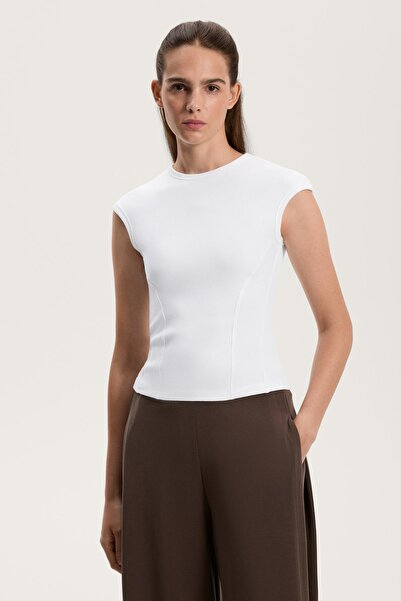 Oysho Short-sleeved rib top with cotton and modal