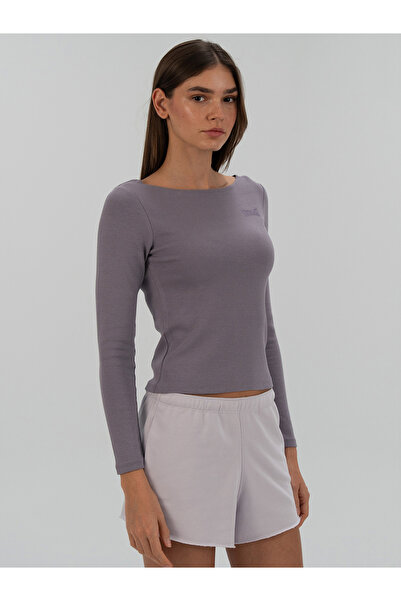 EVERLAST Γυναικείο μακρυμάνικο μπλουζάκι Ever Relaxed Rib Wmn Plum