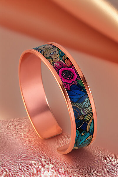 OSMANLI GÜMÜŞ Women's Copper Bracelet Ring Set - Ahri Model Special Edition Metal Box and Quartz Stone