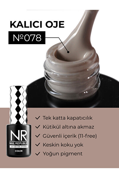Nail Republic Kalıcı Oje NR Vintage 078 – Doğal Vintage Renk, Yoğun Pigment, ...