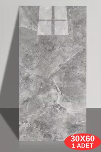 Renkli Duvarlar Shiny Antrasit Mermer Desenli 60x30cm Yapışkanlı Mutfak Banyo Kaplama Duvar Paneli Kağıdı CF-101