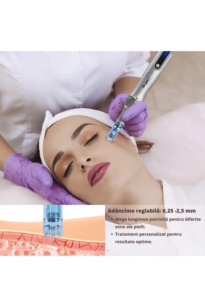 Dr Pen Ultima Dr Pen M8S Dispozitiv Microneedling Dermapen, 4 cartușe, Ecran LED, Wireless și USB-C