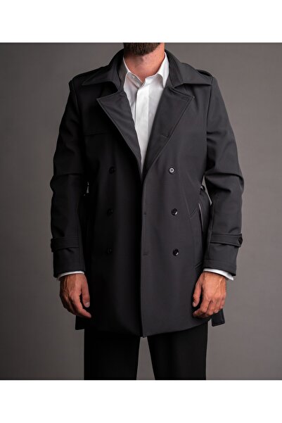 Couture For Gentlemen Men's black waterproof trench coat