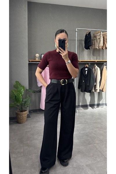 YOUR NAME Pantaloni Palazzo negri pentru femei - cu croială lejeră și detaliu...