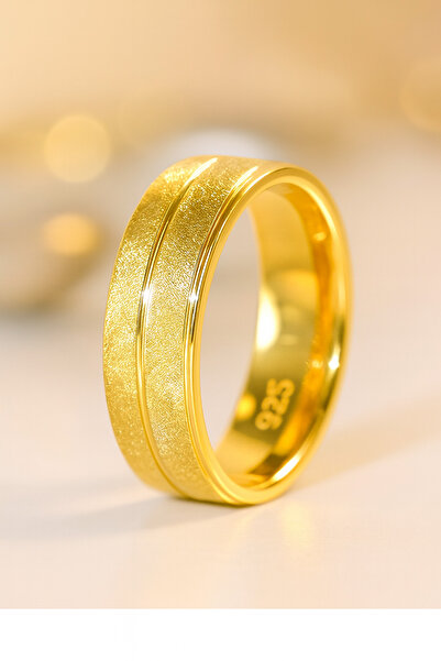 deren gümüş 5mm Altın Kaplama Erkek Gümüş Alyans Elmas Matı Zemin