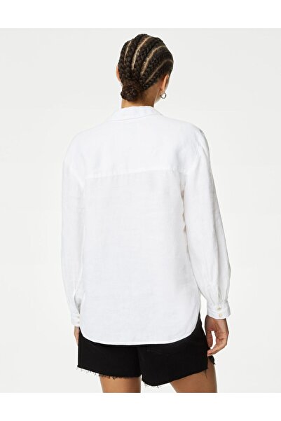 Marks & Spencer Uzun Kollu Keten Popover Bluz
