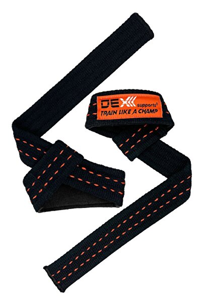 Dex Supports Lifting Straps Siyah Turuncu Halter Kayışı Pedli Ürün 2'li Paket