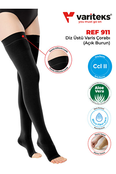 Variteks Diz Üstü Çorabı Orta Basınç Açık Burun 911