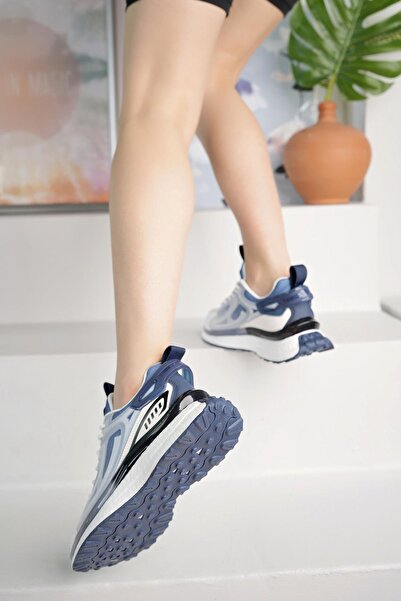 Pierre Cardin 10106 Beyaz-Mavi Memory Foam Kadın Sneakers