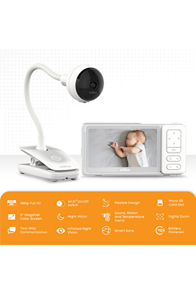 Chillax ChillaxBaby 5" Baby Monitor with Dual Mode 1080p FHD Rechargeable Portable Clip Camera, 360° View