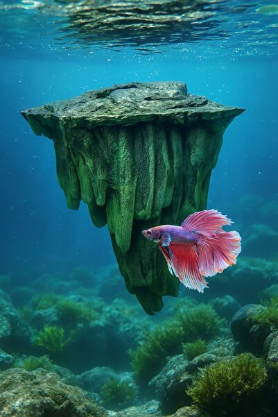 MD×JOA Yüzen Kaya ☸ S BOY ☸ KarışıkRenk ☸ Mini Akvaryum ve Büyük Akvaryum Uygun