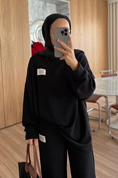 Ka Hijab Ribbed Sports Suit - Black