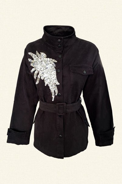 GZ Design Silver Embroidered Black Color Jean Jacket