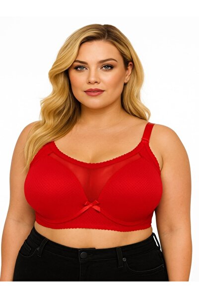 wear treasure C Cup Wireless Bra with Sponge Front, Tulle Detail, Honeycomb Pattern, Side Support, Wire Supported Support Bra