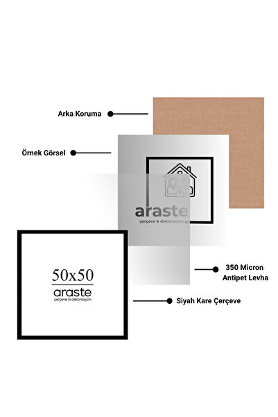 Araste Dekorasyon 50x50 Çerçeve-Fotoğraf Çerçevesi-Kare Çerçeve-Anı Köşesi-Bo...