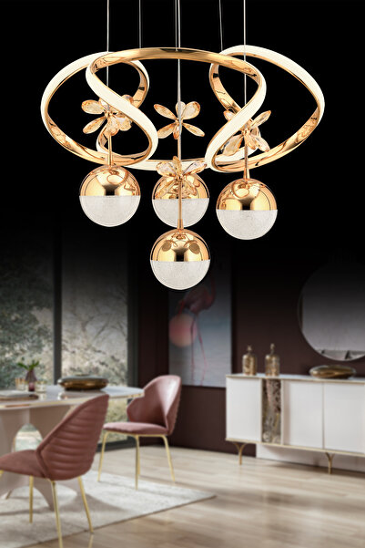 İstanbul Avize Rodin Power Gold Modern Beyaz Ledli Modern Lüx Modern Led Avize