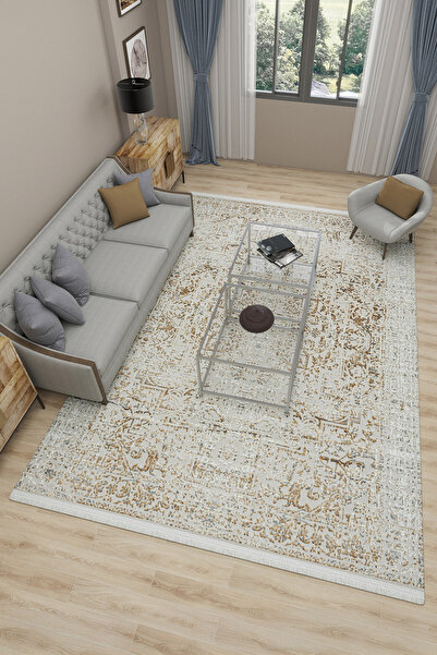 SEVENHILL Milano 220 Bakır Zarif Dokuma Salon Yatak Odası Halısı Kaymaz Moder...