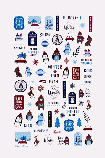 Flash Tattoos® Eat Drink Be Cozy Kış Temalı Su Transferli Tırnak Dövmesi